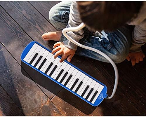 EastRock 37 Key Melodica Instrument Keyboard Soprano Piano Style with Mouthpiece Tube Sets and Carrying Bag for Beginners Adults Gift Blue