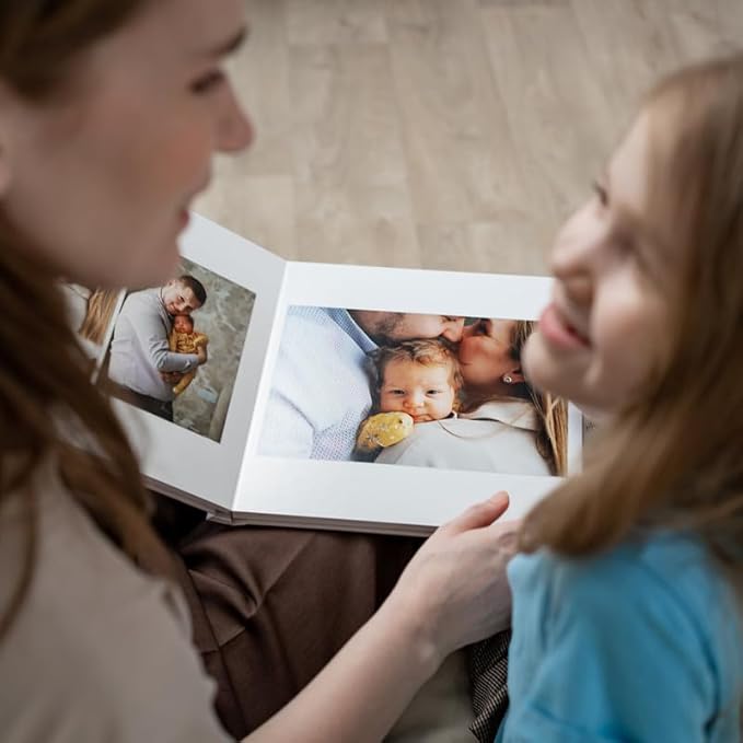 RECUTMS Photo Album Self Adhesive with Round Window 4x6 5x7 6x8 8x10 Magnetic Scrapbook with 40 Pages Leather Cover DIY Photo Album with Metallic Pen and Scraping Plate (Begie)