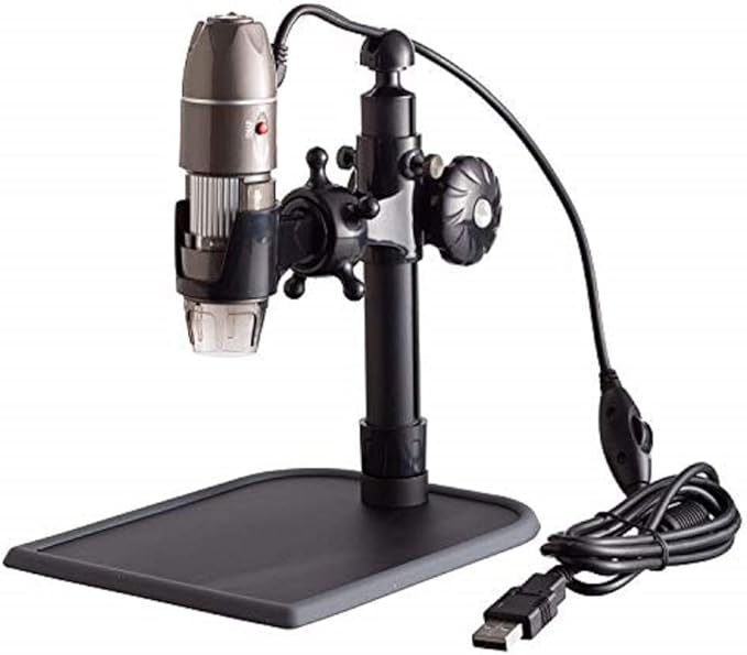 Amscope UBW500X0200M Digital 2MP USB Microscope, 5X-500X Magnification, 4X 3D Digital Zoom, Built-In Eight LED Light Source, Table Stand, Includes Software CD