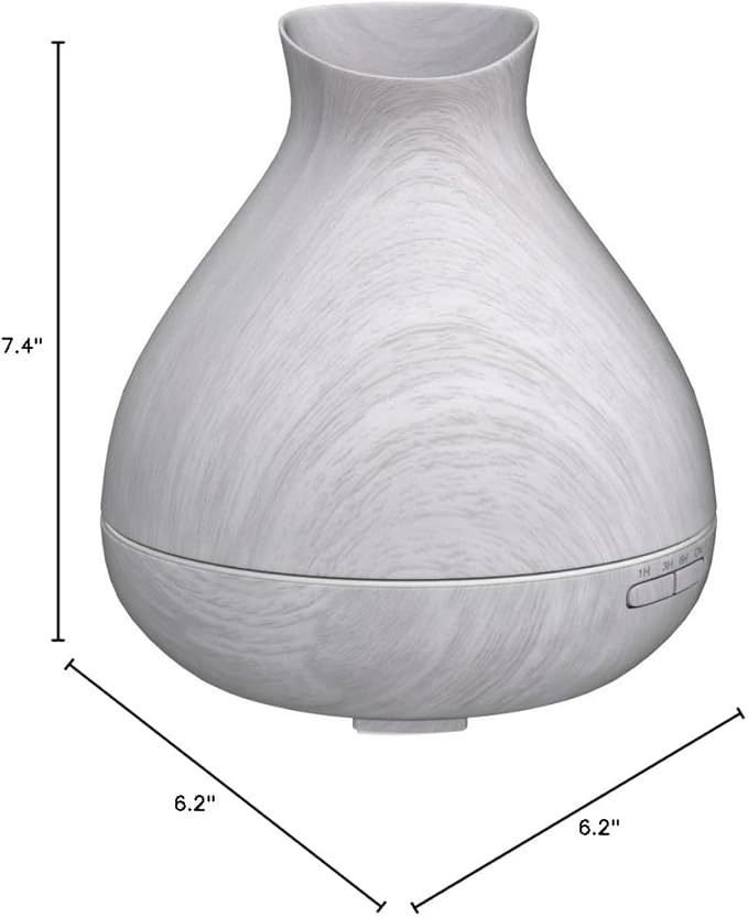 BZseed Aromatherapy Essential Oil Diffuser 550ml 12 Hours White Wood Grain Aroma Diffuser with Timer for Large Room, Home, Baby Bedroom, Waterless Auto Shut-Off, 7 Colors Lights Changing