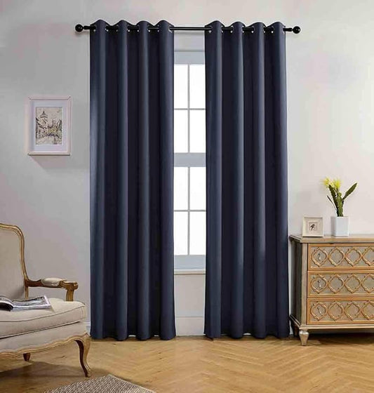 MIUCO Blackout Curtains Room Darkening Curtains Textured Grommet Curtains 2 Panels for Living Room 52x84 Inch Navy Blue