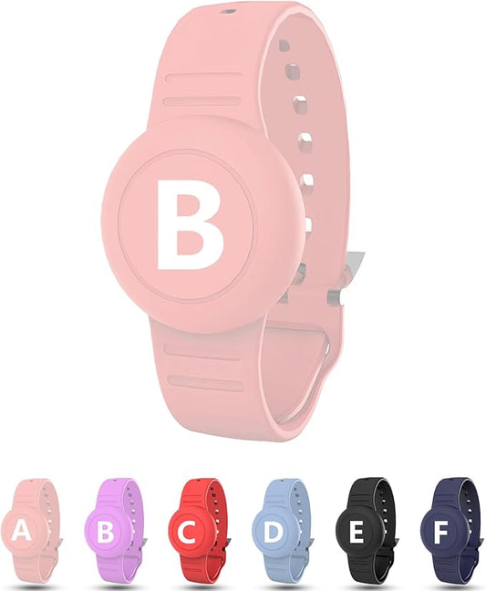 Waterproof Bracelet for AirTag Kids, Personalized Initial Letter Hidden Holder Compatible with Air Tag, Silicone Case for Airtag Adjustable Anti-Lost GPS Tracker for Toddler Child Elder, B
