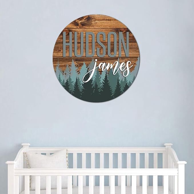 Personalized Wooden Name Sign, Round 3D Nursery Name Sign, Baby Name Sign, Wooden name signs for nursery, Woodland Forest nursery decor, Baby Shower, Name signs for kids room, Nursery art gift/12
