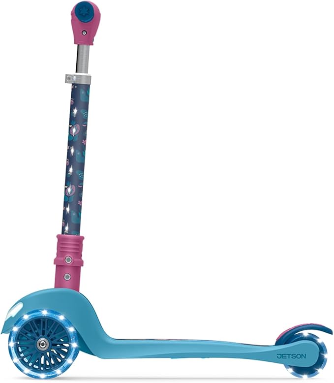 Jetson Character Kids Kick Scooter, LED Lights on Stem & Light-Up Wheels, Lightweight Frame, Height-Adjustable Handlebar, Lean-to-Steer System, Easy-Fold Mechanism