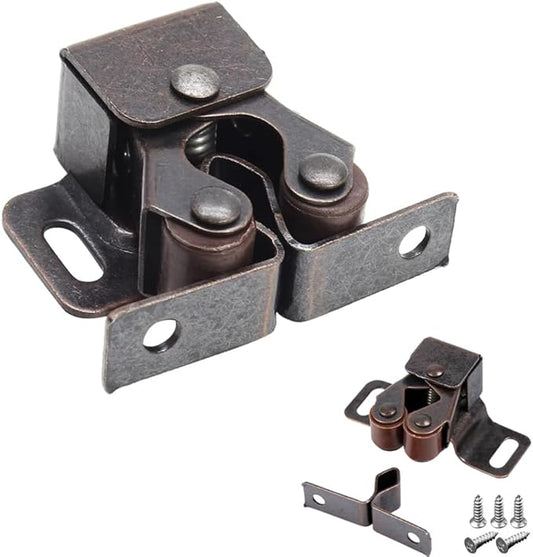 6 Pack Cabinet Latch - Double Roller Catch Hardware for Cupboard Closet Kitchen Cabinet Door Latches and RV Cabinet,Bronze