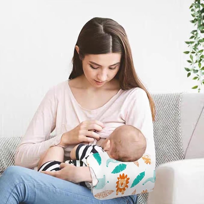 Cozy Cradle Pillow, Cozy Cradle Arm Pillow, Baby Nursing Pillow Head Support Pillow for Breastfeeding Bottle Feeding (Deer Elephants)