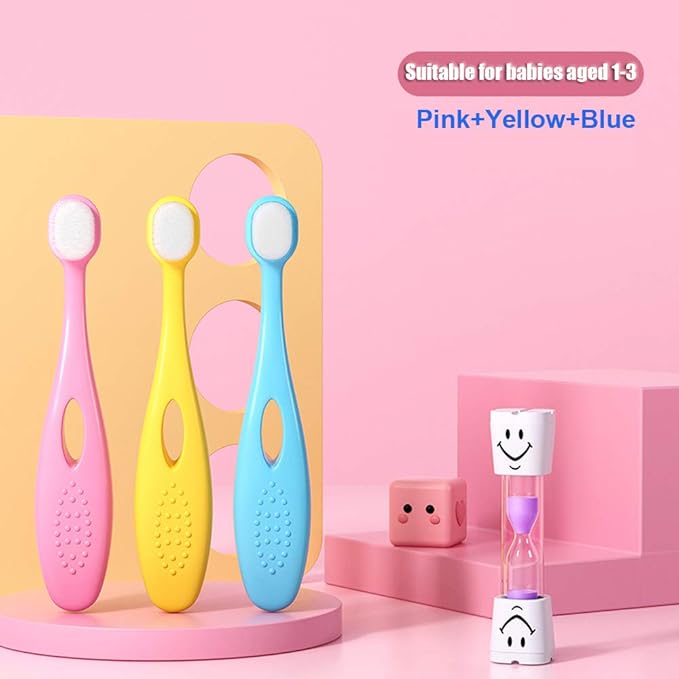 EasyHonor Baby Toothbrush for Age 1-3 Years Old, Extra Soft Toothbrush with 10000 Floss Bristle for Toddler Gum Care. (4Pcs)