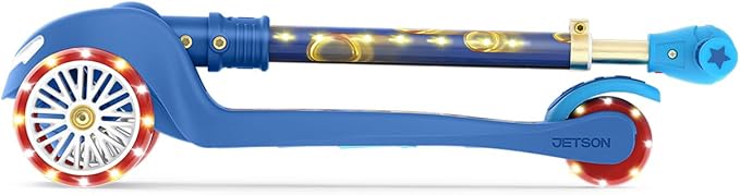 Jetson Character Kids Kick Scooter, LED Lights on Stem & Light-Up Wheels, Lightweight Frame, Height-Adjustable Handlebar, Lean-to-Steer System, Easy-Fold Mechanism