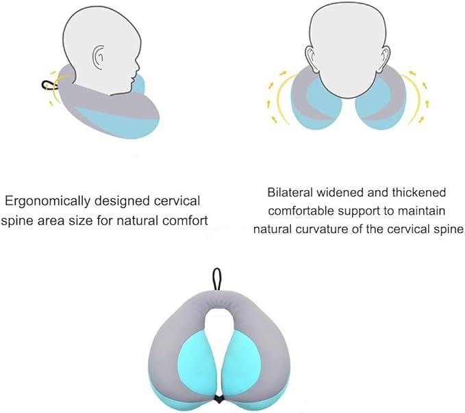 MOOB Carseat Pillow for Toddlers,Pillow for Baby Car Seat Comfortably Designed for Head, Neck, and Chin Support - Kids Neck Pillows for Travel Gifts for Toddler/Child/Kids,Yellow + Grey Blue