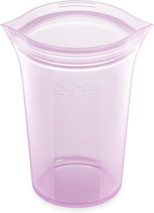 Zip Top Reusable Food Storage Bags | Medium Cup [Lavender] | Silicone Meal Prep Container | Microwave, Dishwasher and Freezer Safe | Made in the USA