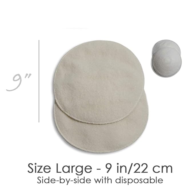 Merino Wool Nursing Pads, Style Softline, Regular Thickness, Size Large - 9 in. Diameter