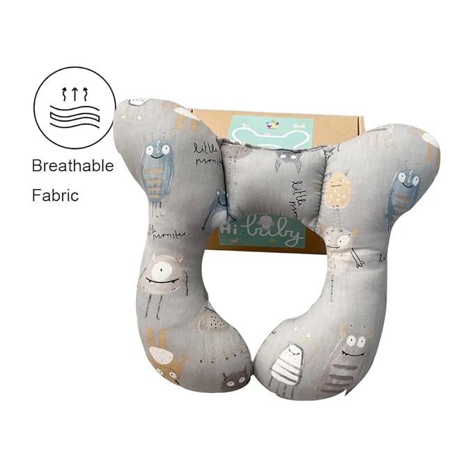 Baby Head Rest Pillow for Stroller Cartoon Neck Chin Support Pillows for Infants Toddler Neck Protection Cushion for Travelling, Monster