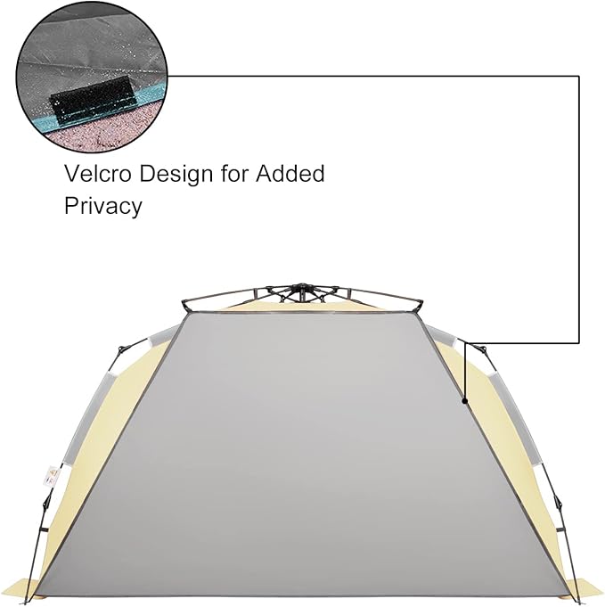 Oileus XX-Large Pop Up Beach Tent Sun Shelter for 5-6 Person Portable Sun Shade Instant Tent for Beach with Carrying Bag, Stakes, 6 Sand Pockets, Anti UV for Fishing Hiking Camping Khaki