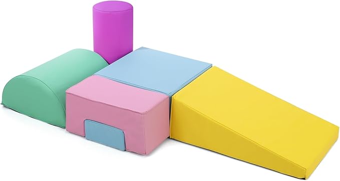 6-Piece Soft Toddlers Climbing Toys, Baby Foam Climbing Blocks for Babies Toddlers, Waterproof Foam Play Gym Climber Structures for Toddler 3, Indoor Climb and Crawl Activity Play Set (Suede Fabric)