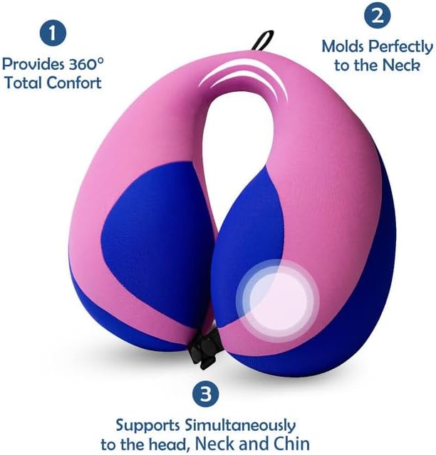 MOOB Kids Pillow Neck Pillow for Car & Airplane, Traveling Gifts for Toddler & Children U-Shape Car Seat Head Travel Neck Pillow Dark Purple