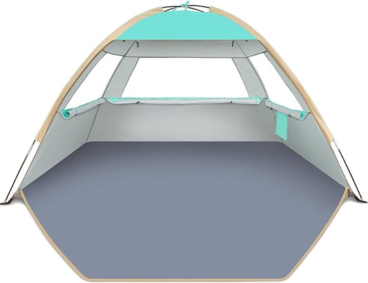 Gorich Beach Tent Sun Shelter for 3/4-5/6-7/8-10 Person with UPF 50＋ UV Protection, Lightweight & Easy Setup Beach Shade Canopy, Portable Beach Shade Tent Beach Cabana