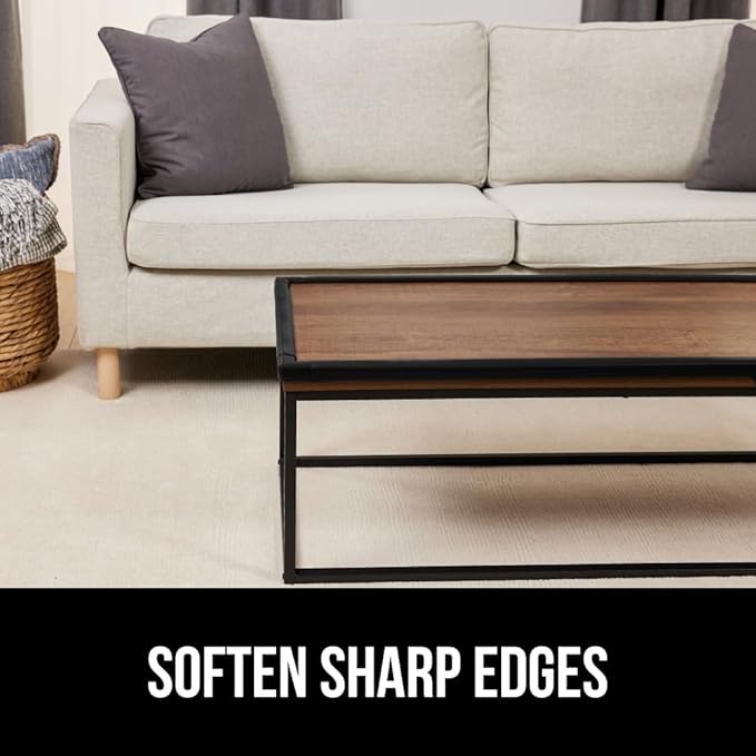 GORILLA GRIP Baby Proof Corners and Edges for Furniture, Kid Proofing Adhesive Table Corner Protectors, Heavy Duty Soft Rubber Foam Protection, Includes 8 Protective Safety Guards, 15 Feet, Black