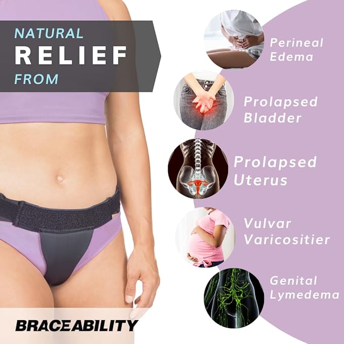 BraceAbility Pelvic Pro - Patented Prolapsed Uterus Support Belt - Women's Brace for Treating Dropped Bladder, Uterine Prolapse, Vulvar Varicosities, Postpartum and Symphysis Pubis Dysfunction (S)