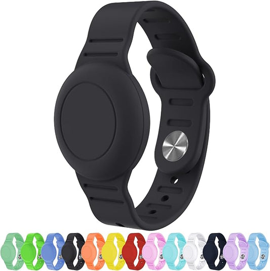 Waterproof AirTag Bracelet for Kids, Hidden Silicone Wristband for AirTag, GPS Tracker Case for Air Tag Holder Strap Band for Child Toddler, Secure Anti-Loss Protection(Black)