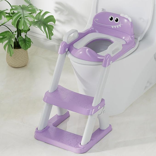 Potty Training Seat, Toddler Toilet Seat for Kids Boys Girls, 2 in 1 Potty Training Toilet for Kids, Splash Guard Anti-Slip Pad Step Stool, Adjust High Potty Chair for Toddler Kid Boys Girls