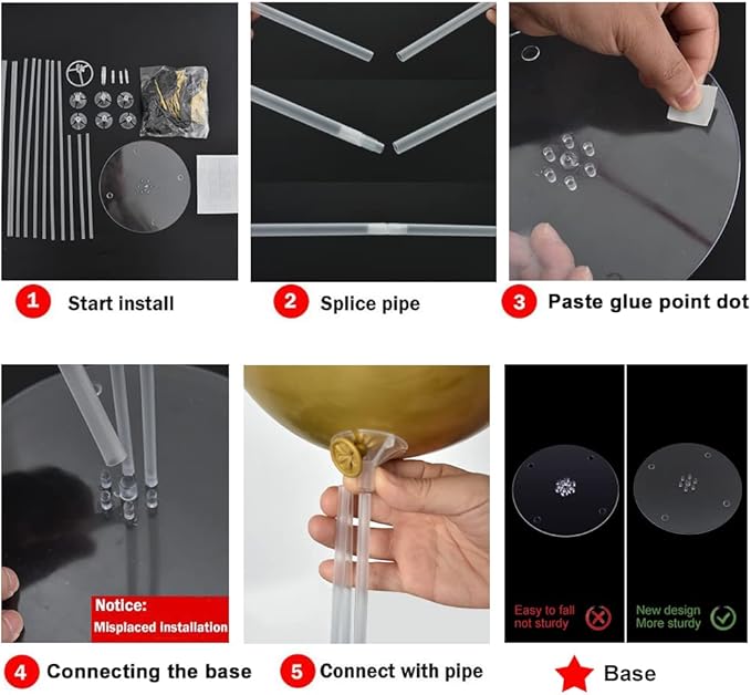 TONIFUL Inflatable Toys 6 Balloon Centerpieces with Gold Balloon Stand Kit for 2025 Graduation,Anniversary,Table Party Decorations,30th 40th 50th 60th 70th 80th Birthday Decorations New Years 2025