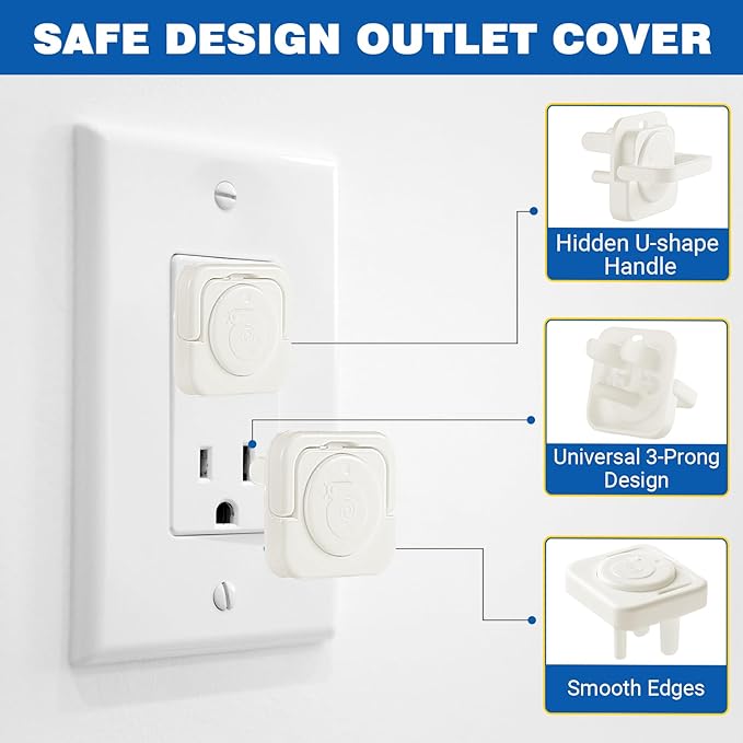 Outlet Covers Baby Proofing, 48 Pack Child Proof Plug Socket Covers Electric Plug Protectors Safety Caps with Hidden Pull Handle, for US 3-Prong, Snail