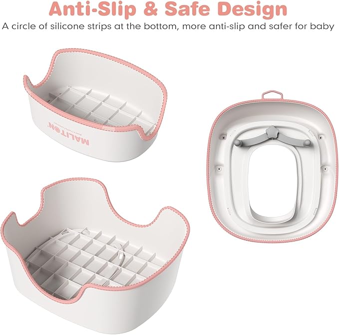 Potty Training Seat with Step Stools, Maliton Potty Training Toilet for Toddlers Girls with Splash Guard, Anti-Slip Toddler Stool for Bathroom, One Potty Seat and 2 in 1 Step Stool for Kids (Pink)