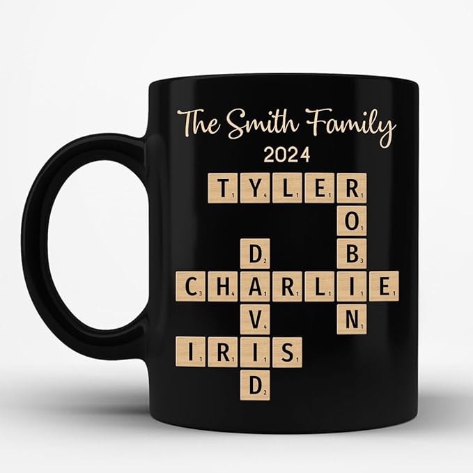 Trending Custom Family Forever Linked Together Crossword Puzzle Art Personalized Mug, Gift For Brothers, Sisters, Siblings, Family Member on Birthday Christmas