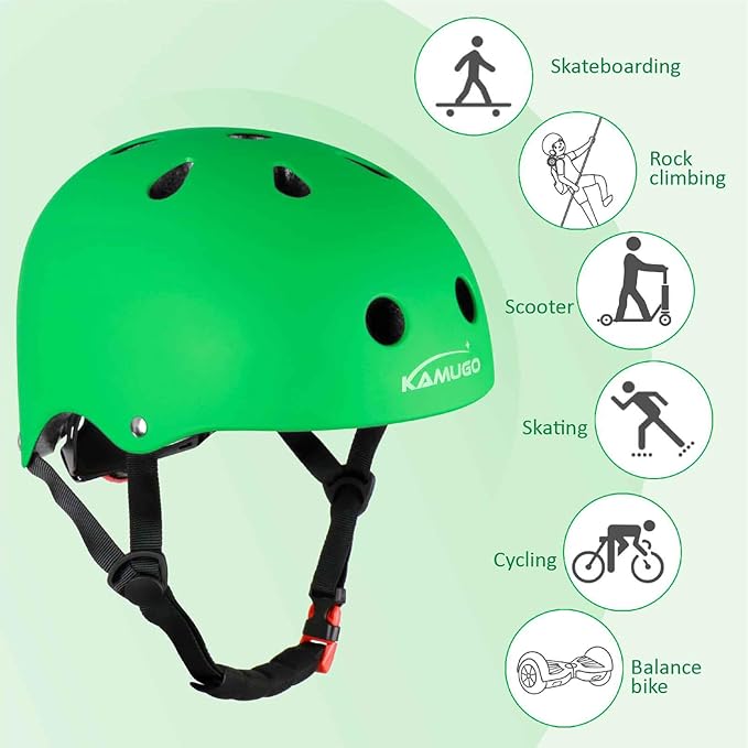 KAMUGO Kids Adjustable Helmet, with Sports Protective Gear Set Knee Elbow Wrist Pads for Toddler Age 2-8 Boys Girls, Bike Skateboard Hoverboard Scooter Rollerblading Helmet Set
