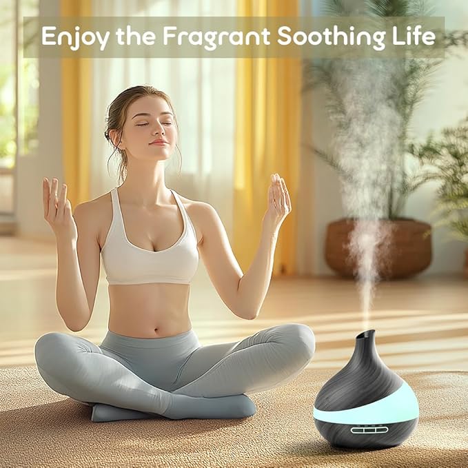 500ML Essential Oil Diffuser: Aroma Diffuser with Remote Control for Hotel Spa Yoga Room - Humidifiers for Bedroom with 14 Colors LED Night Light for Kids/Women Home Relaxation