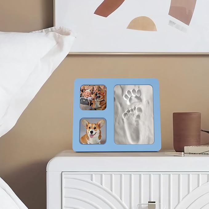 Baby Handprint and Footprint Kit, Blue Babies Keepsake 4x6 Clay Frame, for Record Newborn Footprints, Handprints or Pet Paw Prints