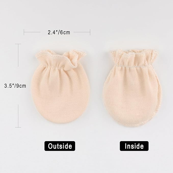 BQUBO Newborn Infant Toddler Mittens No Scratch Cotton Elastic Wrist Gloves Hypoallergenic for 0-6 Months Baby Boys Girls