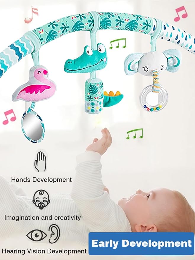 Pau1Hami1ton Baby Stroller Arch Toys, Car Seat Toys,Bouncer Toy Bar/Mobile for Bassinet,Adjustable Baby Hanging Toys Fit for Crib Bed,Stroller,Car Seat.S-19(Crocodile)