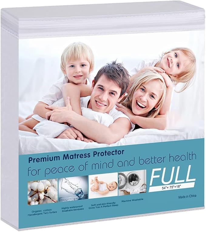 Waterproof Mattress Pad Protector Terry Cotton Hypoallergenic Breathable Mattress Pad Cover, Deep Pocket