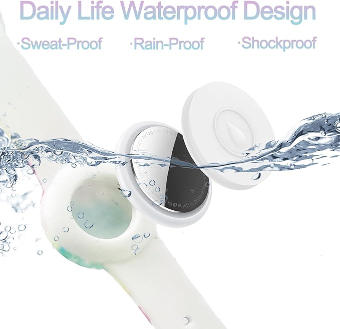 Waterproof AirTag Bracelet for Kids, Hidden Printed Wristband for Apple Air Tag, Silicone AirTag Holder GPS Tracker Case for Band for Child Toddler, Secure Anti-Lost Protection(Starry Sky Pink)