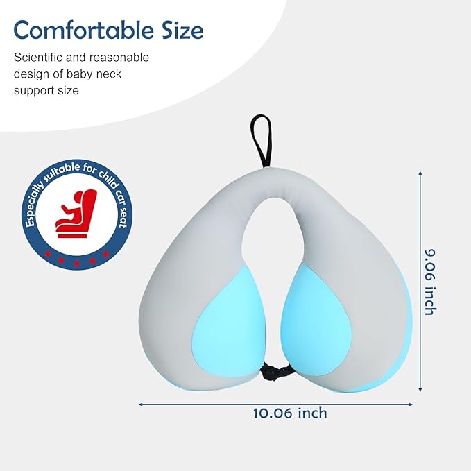 MOOB Kids Pillow Neck Pillow for Car & Airplane, Traveling Gifts for Toddler & Children U-Shape Car Seat Head Travel Neck Pillow Blue Purple