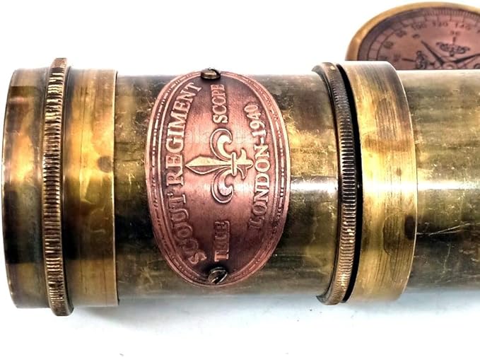 Scout Regiment Brass Telescope 19" London 1940 Broadhurt Clarkson Antique Replica Spyglass Scope High Resolution DF Lens Brilliant Magnification (Scout -19")