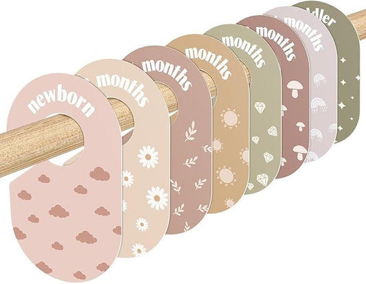 WSICSE Baby Closet Divider, Double-Sided Baby Clothes Organizer Nursery Decor Closet Dividers for baby Clothes 8 Designs from Newborn to 24 Month