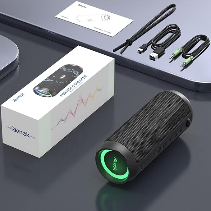 RIENOK Portable Bluetooth Speaker 30W Dual Pairing True Wireless Stereo HD Sound IPX7 Waterproof Outdoor Sport Shower Wireless Speaker Bluetooth 5.3 for Home Party