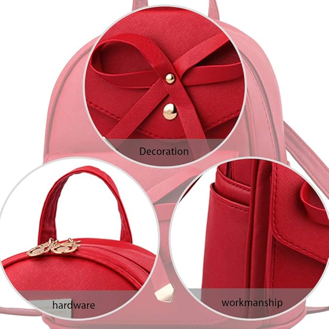 I IHAYNER Girls Bowknot Cute Leather Backpack Mini Backpack Purse for Women