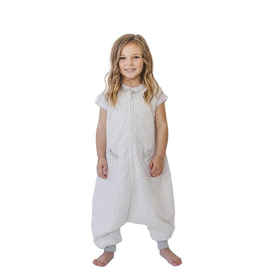 Tealbee Dreamsuit: Toddler Sleep Sack with Feet 3T 4T - 0.8 TOG Summer Lightweight Baby Wearable Blanket for Walkers - Rayon Made from Bamboo, Organic Cotton Sleep Bag - Dash
