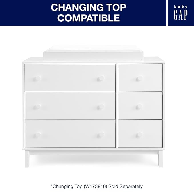 GAP babyGap Legacy 6 Drawer Dresser with Interlocking Drawers - Greenguard Gold Certified, Bianca White