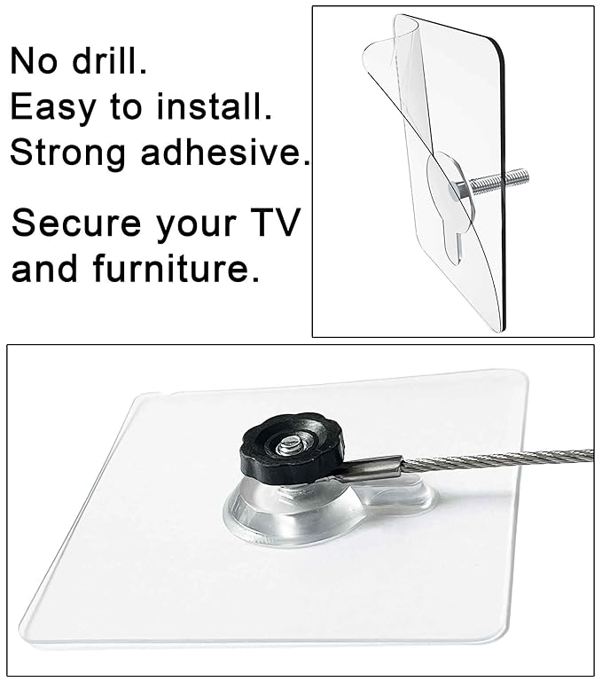 10 inches Stainless Steel Furniture Straps for Baby Proofing, No-Drill Furniture Anchors Earthquake Straps, Prevent Falling and Anti Tip TV Safety Straps, 6 Pcs