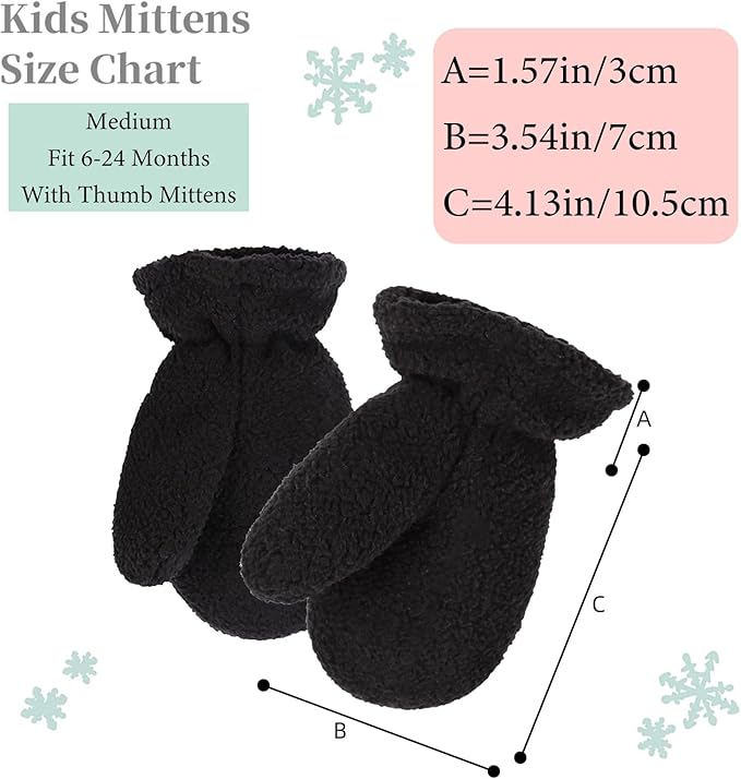 Zsedrut Baby Boys Winter Glove Warm Toddler Infant Girls Mittens Fleece Lined Gloves 1-7 Years
