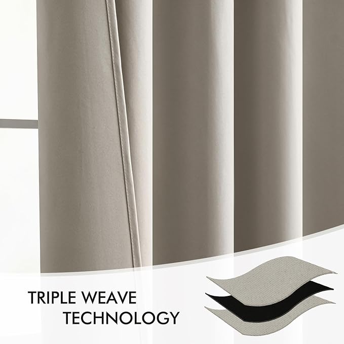 MIULEE Stone Back Tab Blackout Curtains 102 Inch Long 2 Panels Set for Bedroom, Rod Pocket/Pinch Pleated Thermal Insulated Living Room Darkening Light Blocking Floor to Ceiling Drapes