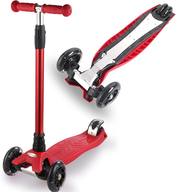 3 Wheel Scooter for Kids Ages 6-12,Kids Scooter with Light Up Wheels, Sturdy Deck Design, and 4 Height Adjustable Suitable for Kid Ages 3-12