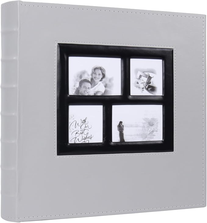 RECUTMS Photo Album 4x6 500 Photos, Large Capacity for Baby Wedding Family Leather Cover Picture Albums Holds 500 Horizontal and Vertical 4x6 Photos (Grey)