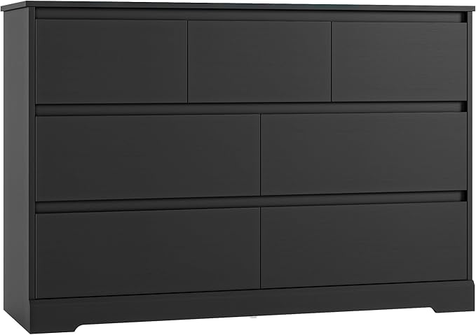 Dresser for Bedroom, Modern Black Dresser, Wood Chest of Drawers Nursery Dressers, with Storage, 7 Drawer Double with Handle Free, Large Storage Organizer for Living Room,White