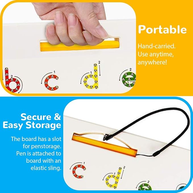 CozyBomB™ Double Sided Magnetic Letter Board - 2 in 1 Alphabet Magnets Tracing Board for Toddlers ABC Letters Uppercase & Lowercase Practicing Gifts for Boys Girls Birthdays Christmas Holidays