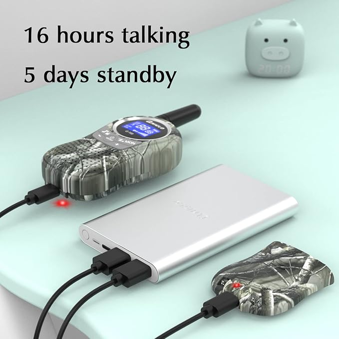 QNIGLO Camping Walkie Talkies for Kids Rechargeable, Camo Kids Walkie Talkies for Boys Girls fit Outdoor Adventure Game Spy Gear Hiking, Army Police Toys for 3 4 5 6-12 Year Old